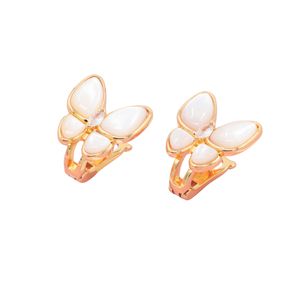 Luxury S925 Silver Earge pour femmes filles Crystal Match Butterfly Modèle à quatre feuilles de créateur de boucles d'oreilles Bijoux de mariage Bijoux de la Saint-Valentin