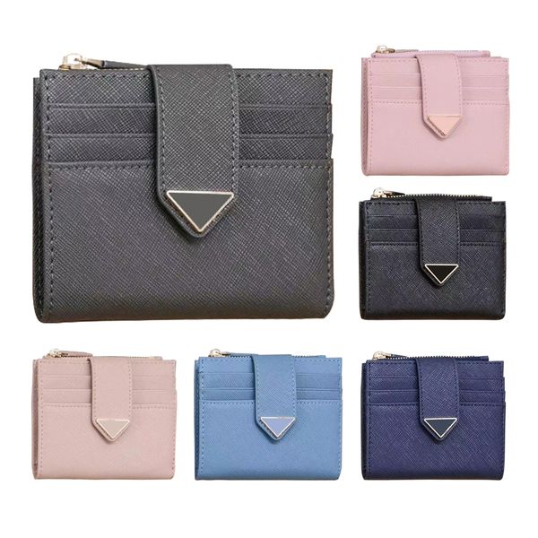 Luxe Saffiano Triangle Porte-cartes prad Designer 9 fentes pour cartes portefeuille femmes hommes porte-monnaie passeport Crédit porte-monnaie classique porte-clés porte-clés porte-cartes portefeuilles