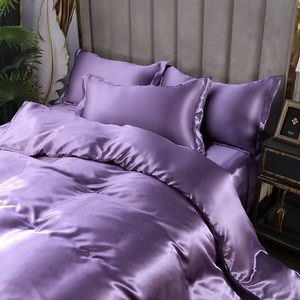 Luxe satijnen beddengoedset rayon dekbedoverdeksel set enkele dubbele kingsize beddengoedsetontwerper beddengoed set beddeksel bedden set 240415