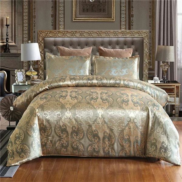 Luxury Satin Jacquard Single Double Duvet Cover Set King Size High Earn European Wedding Bedding Queen Quilt 240424