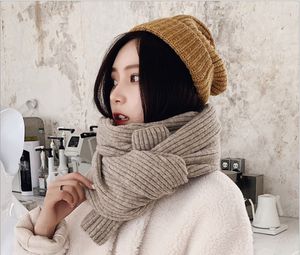 Luxe- sjaal meisje herfst en winter joker effen kleur gebreide sjaal Koreaanse breien garen Japanse kleine verse winter warme sjaal