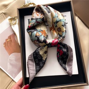 Écharpe de luxe bandeau soie femme imprimé Plaid lettre foulard marque de luxe anniversaire cadeau de noël