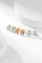 Luxe Schlumberger Charm Boucles d'oreilles Designer Top Qualité S925 Sterling Argent Or Croix Carré Zircon Cristal Boucles D'oreilles Pour Les Femmes