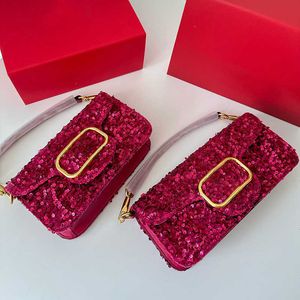 Sac à paillettes de luxe femmes sacs sacs à main de créateur rabat classique mode violet carré sac à bandoulière soirée soirée sacs à main à bandoulière 230913