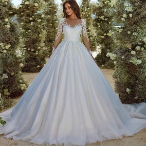 Luxe lovertjes trouwjurk 2023 pure nek kralen borduurwerk kant a-line bruids feestjurken vestidos de novia custom gemaakt