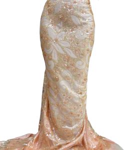 Paillettes de luxe français Net Tulle dentelle broderie robes de mariée tissu couture de haute qualité 5 mètres de mariage 2023 dame nigériane conception de Style moderne de haute qualité KY-3062