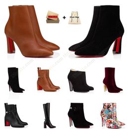 Zapatos de tacón sexys de lujo con punta estrecha, botas de mujer, zapatos rojos, lápiz labial, tacones altos, diseñador, nueva temporada, estilo de botín para mujeres delicadas, botines cortos
