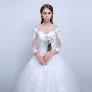 Luxe Sexy vraie Photo princesse robes De mariée élégantes 2020 nouveau trois quarts manches dentelle fleur robes De mariée Vestidos De Noiva