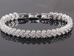 Bracelets en cristal brillant de luxe véritable bracelet à breloques en argent sterling 925 diamant bracelet à maillons de tennis romain bijoux6739921