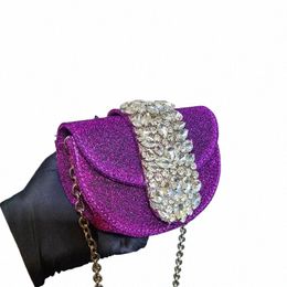 Lujo brillante Diamd pequeño embrague banquete bolso de noche retro moda azul púrpura bolso cadena hombro crossbody bolsas para mujeres g6he #