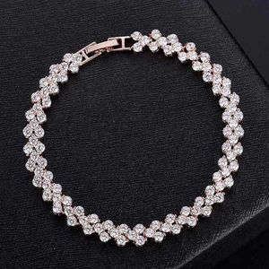 Luxe stralende steen Romeinse tennis armbanden dames sieraden Oostenrijk CZ Diamond kristallen schakelarmband 18 5cm259g