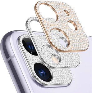 Luxe brillant Bling protecteurs d'écran paillettes cristal métal diamant arrière caméra lentille protecteur Film de verre de Protection sur pour iPhone 13 12 11 Pro Max