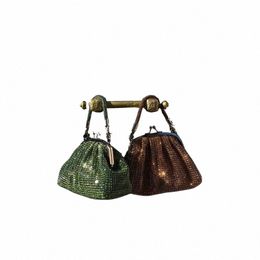 Luxe Glanzende Handgemaakte Diamd Avondtassen Alle Rijnste Shell Designer Clip Etentje Clutch Portemonnee Schouder Crossbody Tassen c2aB #