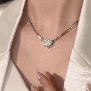 Luxe Glanzende Zirkoon Hart Magneet Paar Ketting voor Vrouwen Prachtige Sliver Kleur Multi-Layer Sleutelbeen Choker Sieraden