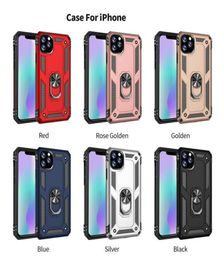 Luxe Schokbestendige Armor Telefoon Gevallen Voor iPhone 14pro 13 12 Mini 11 Pro XR Xs Max X SE 7 8 magnetische Vinger Ring Houder Cover2848789