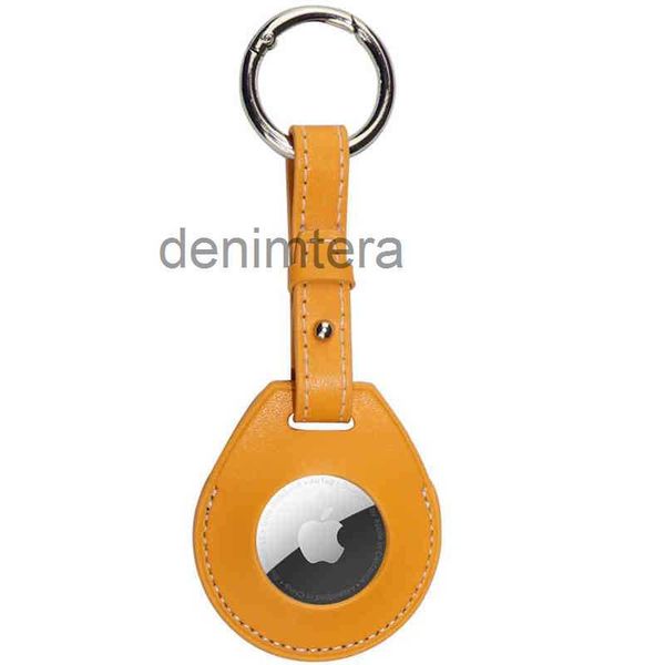 Étui de protection contre les chocs de luxe pour pomme Airtag Pu Leather Hang Key Anneau Bagage Air Tag Wrap Bag Sac Loop Loop Keychain Cover Fopu