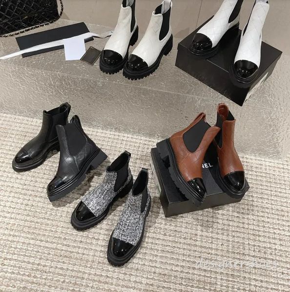 Chaussures de luxe Bottes courtes Cher en peau de mouton colorées Bottines Chelsea en cuir lisse Bottines Chelsea en tissu Ling Ge Martin Bottes Super Show Leg Bottes longues pour femmes Bottes à semelle épaisse