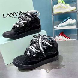 Chaussures de luxe Lanvine chaussures chaussures baskets décontractées Langfan pain chaussures défilé de mode papa chaussures lacets épais gros talons langue chaussures décontractées sport et mode