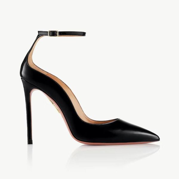 Design de luxe femme pompe robes chaussures talons hauts glissé sur la chaussure amoureuse pompes talons talons veau en cuir en cuir bracelet pointu