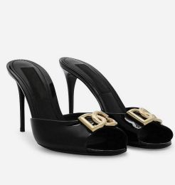 Chaussures de luxe femmes Keira sandales en cuir verni Mules nu vert noir bout ouvert talons hauts Sexy dame chaussure de marche
