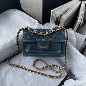 Luxe schoudertas Designer Crossbody Hoge kwaliteit Womens Diamond Denim Tote Vintage Courier Gold Chain Cover Socialite Dinner Channel Bags
