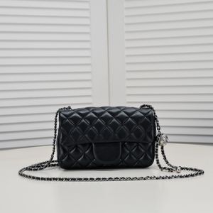 Bolso bandolera para mujer, mini bolsos de hombro de diseñador, bolsos de noche, bolso cruzado, bolso de mano con bola dorada, cadena Woc, solapa de cuero CC, bolso clásico con solapa, bolso mensajero