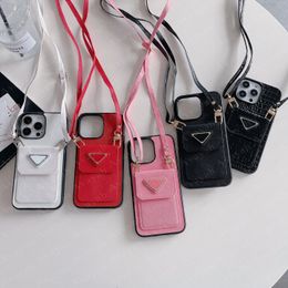Étui de téléphone de style sac à bandoulière de luxe pour iPhone 15 14 13 12 11 Pro Max X Xs Xr 8 7 Plus Rangement de poche pour cartes Housse de téléphone portable avec sangle croisée portable avec cordon de fermoir