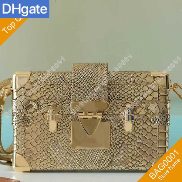 Bolsos de hombro de lujo Bolsos de tronco Petite Malle Mujeres N93145 Moda Patrón de cocodrilo de piel de pitón Bolso cruzado de cuero Cerrojo Clase dura 2QZJ