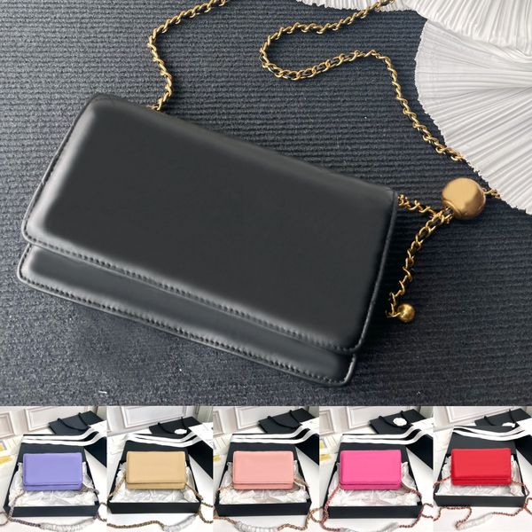 Bolsos de hombro de lujo woc desigern Mujeres Mini Bolso Nuevo Elegante Mensajero de hombro Chica portátil Bolso de cuero de caviar billetera con cadena Bolso bandolera bolso de dama Liso