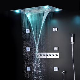 luxe douche set ingebed plafond regendouche multifunctionele afstandsbediening led kleurverandering waterval kranen body jets mas2574