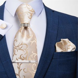 Cravates en soie de luxe pour hommes pince à cravate et anneau Luxry hommes d'affaires mariage Gravata cravate mouchoir boutons de manchette 8 cm cravate en soie DiBanGu 240119