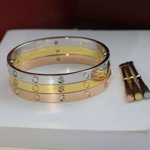 bracelet de luxe en argent bracelets pour femmes v-plaqué or bracelets non ternis avec tournevis 6 mm de large bracelet 6 diamants bijoux pour hommes cadeau personnalisé pour les filles