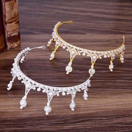 Luxe zilveren kleur parel diadeem bruid coronaal hoofddeksel strass tiara en kroon bruiloft haar sieraden accessoires