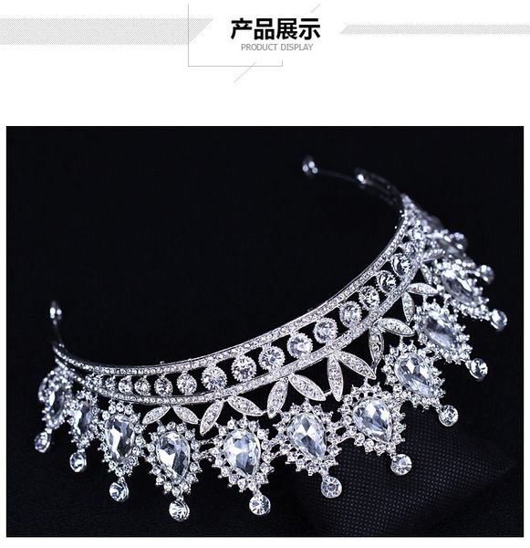 Cristaux d'argent de luxe couronnes de mariage perlées diadèmes de mariée strass pièces de tête bandeau pas cher accessoires de cheveux Pageant Crown251T