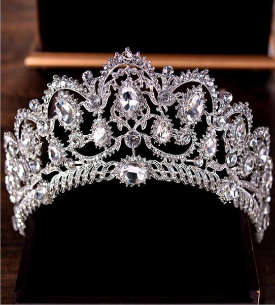 Luxury Silver Gold Crown Crown Sparkle Cristales con cuentas Royal Wedding Crowns Crystal Head Band Joyería Accesorios Party Studi6646801