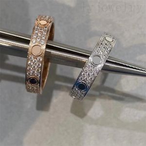 Luxe zilveren vergulde ringen dames schroef briljante diamanten bague iced out paar mode roségoud kleur multi-size engagements luxe liefdesring ZB019 F4