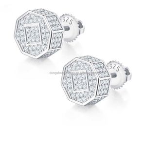 Bijoux de luxe en argent Sterling 925, classique, vis arrière, glace sur Vvs Moissanite, diamant, boucles d'oreilles pour femmes