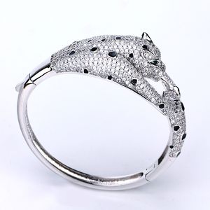 luxe zilveren Luipaard koppel goud enkele tennis Elegante armband Klaver armbanden Mode Diamanten Sieraden voor mannen vrouwen Minnaar Paar Partij Bruiloft Alledaagse geschenken