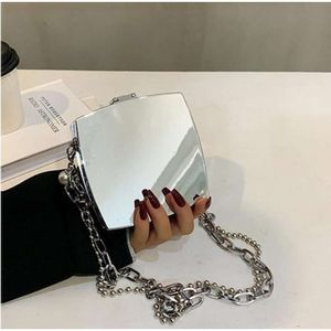 Luxe zilveren metalen doos tas dames feestkoppelingszak avondtas ketting tas crossbody mini tas vrouwelijke schoudertas handtas klep