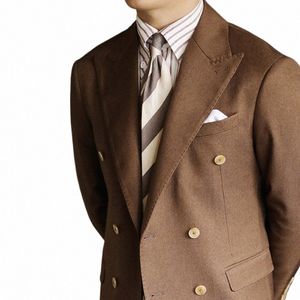 Luxe Eenvoudige Busin Pakken Voor Mannen Double Breasted Formele Casual Dr Suits 2 Stuks Kwaliteit Effen Kleur Slanke Kostuum Homme I8jy #