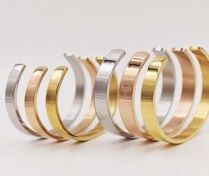Luxe eenvoudige stijl minnaar paar sieraden roestvrijstalen rosé goud kleur armbanden armbanden voor dames mannen manchet open armband b0094705711