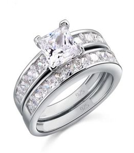 Taille de luxe 5678910 bijoux 10kt or blanc rempli topaze princesse coupe simulé de bague de mariage diamant cadeau avec boîte 43 n29091804