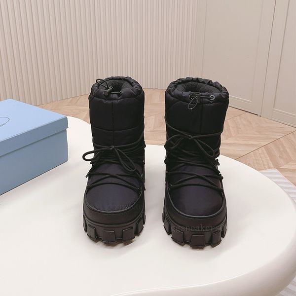 Botas de esquí de lujo gabardina nylon botas espaciales diseñador para mujer botas de nieve botas de plataforma gruesa de goma moda botines de invierno cálidos C1219