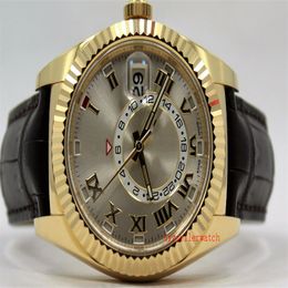Luxe Sky Dweller 326138 18k42MM cuir jaune or flambant neuf machines automatiques montre pour hommes montres-bracelets pour hommes 263D
