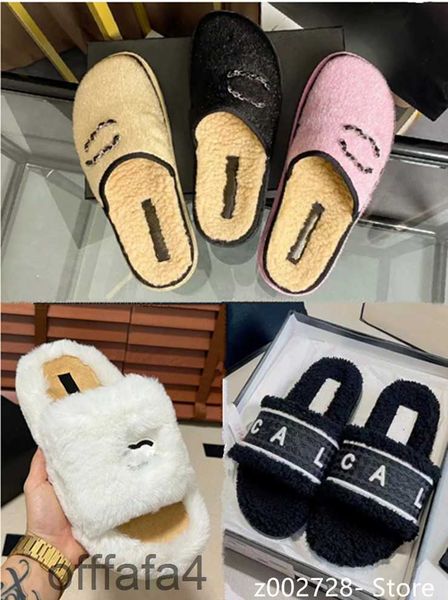 Luxury Slide Paris Designer Womens Slippers Womens Wool Wool Autumn and Winter Fluffy Warmth Letter Sandales confortables Girlons en peluche Slippers 2c Chaussure de créateur de canal C C