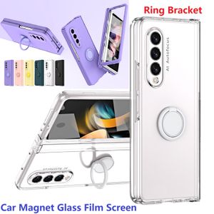 Ringstandaard voor Samsung Galaxy Z Fold 4 3 2 5vond3vond5 Kaste Roterende auto magneet scharnierbeveiligingsfilmschermomslag