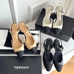 Slingbacks de lujo Sandalias gruesas formales Bombas Bloquear Pisos Tacones gruesos Mocasines con punta redonda Diseñadores de moda para mujer Zapatillas de cuero Diapositivas Vestido de novia Zapatos DHgate