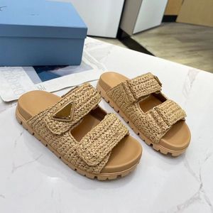 Luxury Slipper Straw Slipper Designer Slips Sandalen Luxe Sandaal Beach Slipper 35-42