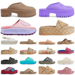 Zapatillas de lujo Slide Brand Designers mulas Mujeres Damas Sandalias de plataforma hueca Sandalia de diapositivas de mujer con Lntelocking G Lovely Sunny Beach Zapatos de mujer Zapatillas
