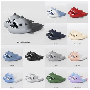 Luxe slippers zomerontwerper Shark Sliders Men Women Slides Black Blue Therny Foam Sandalen Zachte dikke kussen Slipperwolk binnenshuis buiten